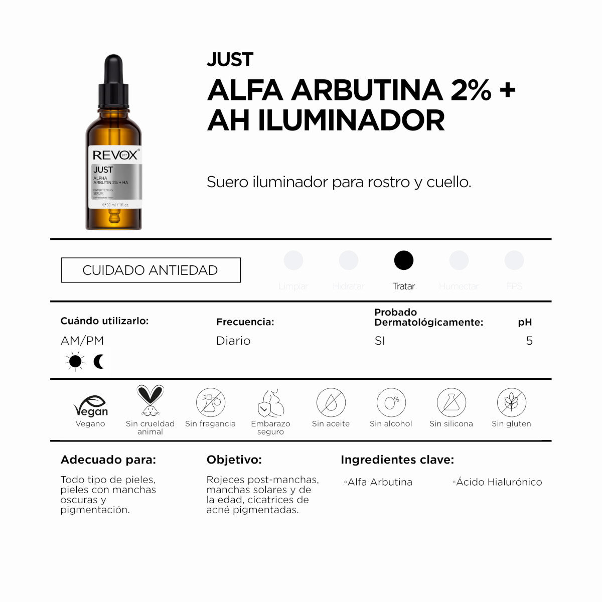 Revox B77 Just Alfa Arbutina 2% + &Aacute;cido Hialur&oacute;nico Suero Iluminador 30 Ml image number null