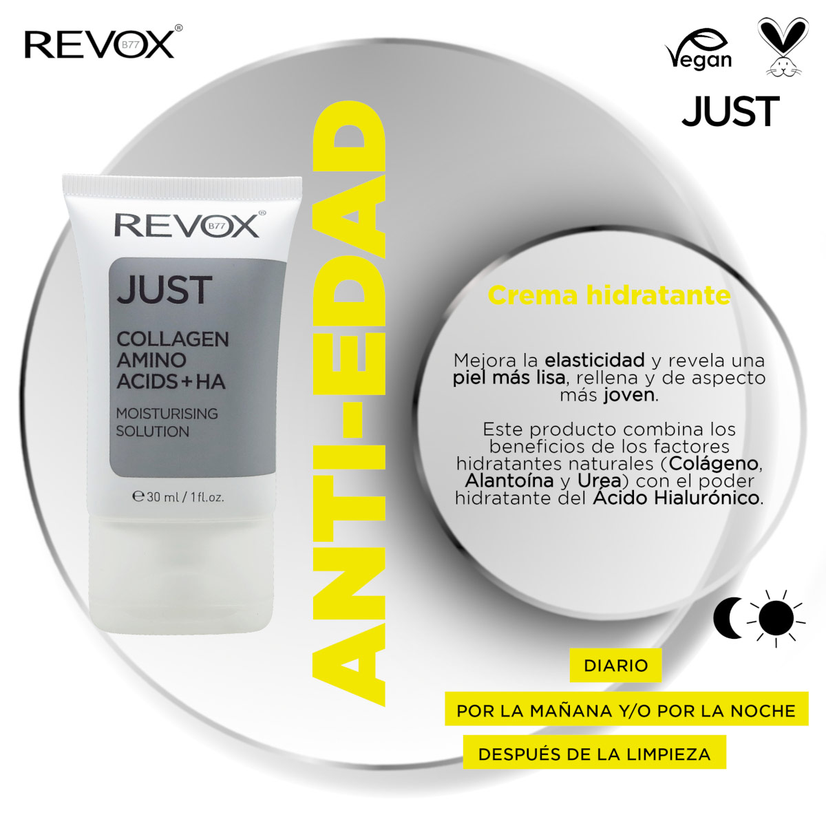 Revox B77 Just Amino&aacute;cidos De Col&aacute;geno + &Aacute;cido Hialur&oacute;nico Soluci&oacute;n Hidratante 30 Ml image number null