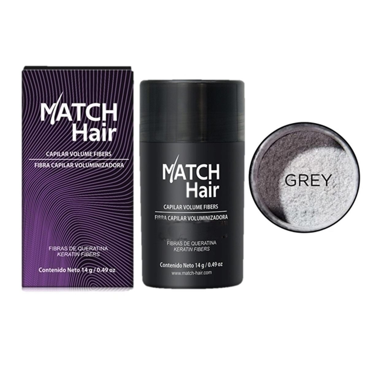 Match Hair Fibra Capilar Gris 14g  2pc Disimula Calvicie image number null