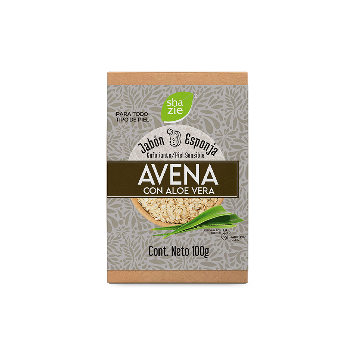 Shanaturals Jab&oacute;n Esponja Exfoliante Piel Sensible Avena Aloe Vera 100 Grs image number null