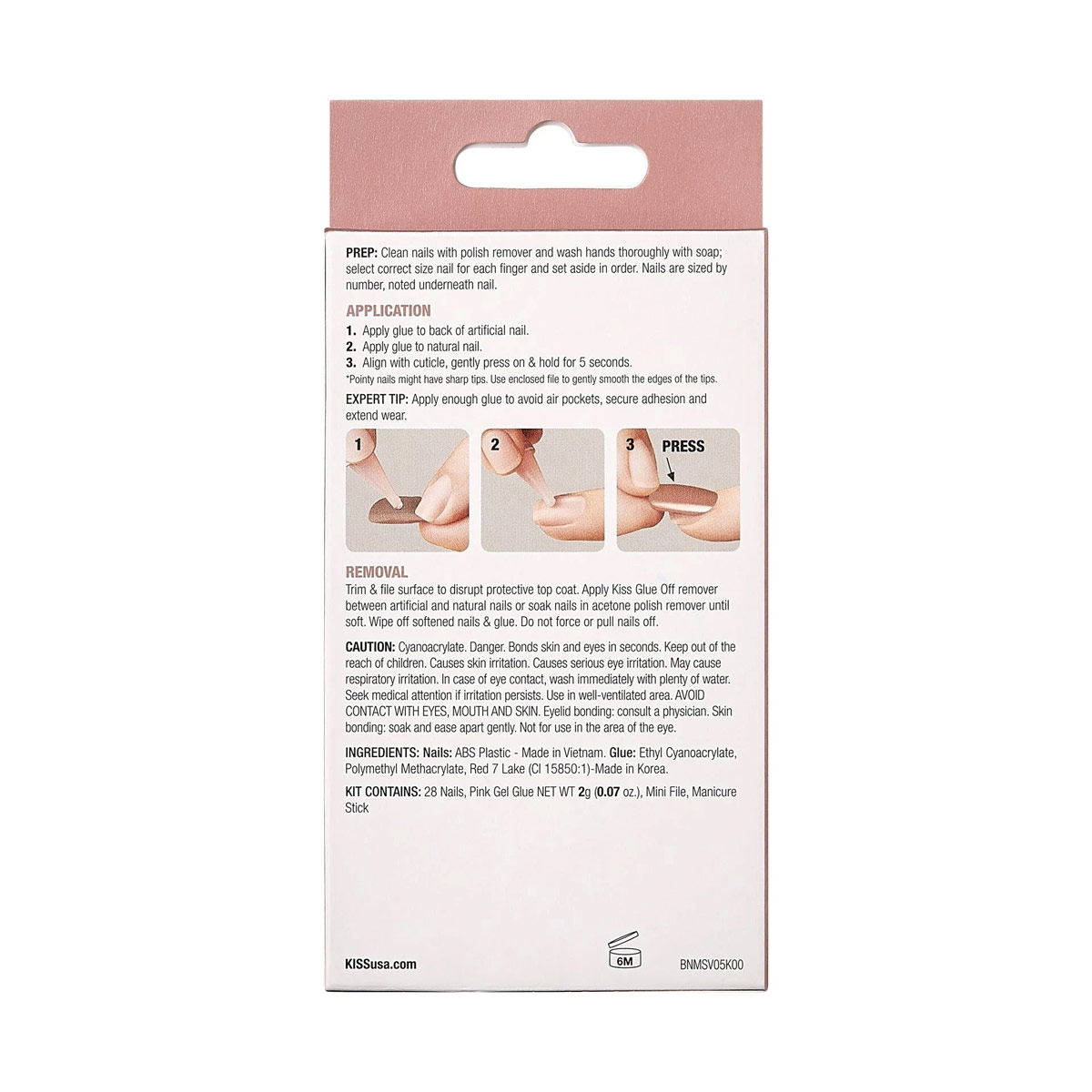 Kiss U&ntilde;as Postizas Nude Almond 28 Pzas Con Pegamento Gel image number null