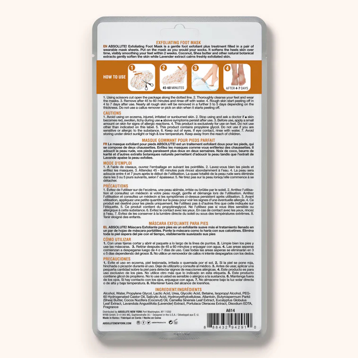 Absolute Mascarilla Exfoliante Para Pies Coco, Karit&eacute; Y Lavanda image number null