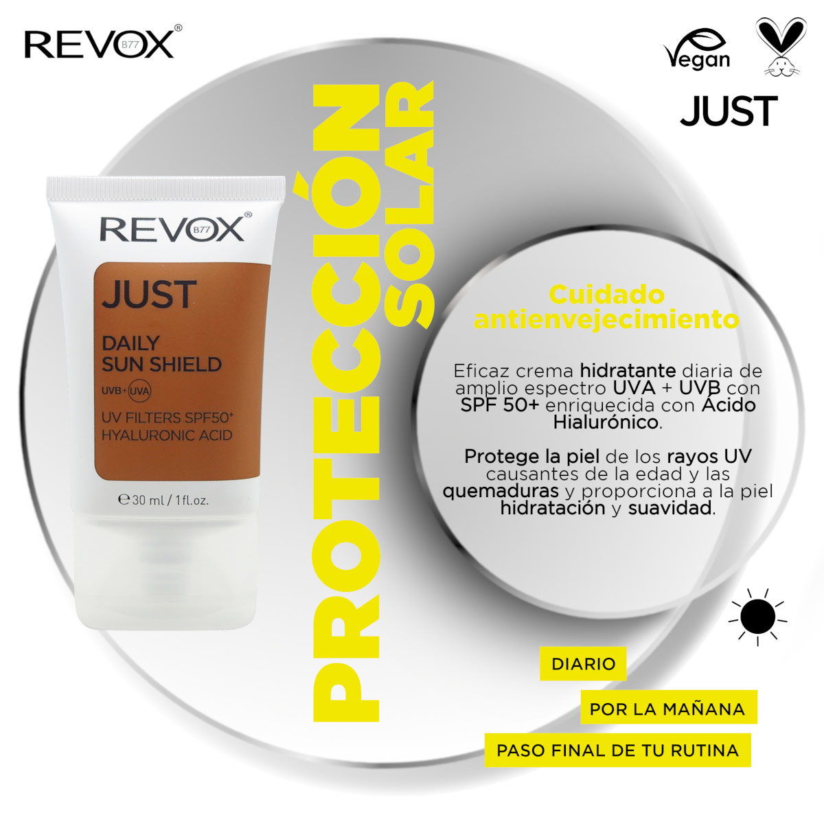 Revox B77 Just Protector Solar Diario Fps50+ Con &Aacute;cido Hialur&oacute;nico 30 Ml image number null