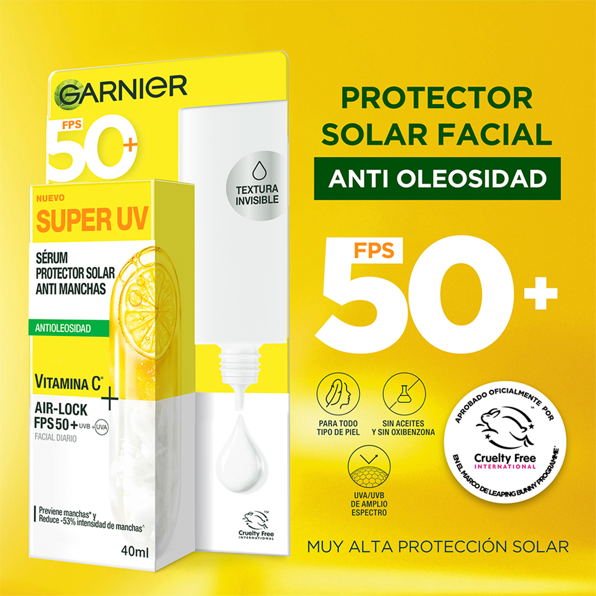 Garnier S&uacute;per Uv Protector Solar Facial Flu&iacute;do Anti Oleosidad Con Vitamina Ml image number null