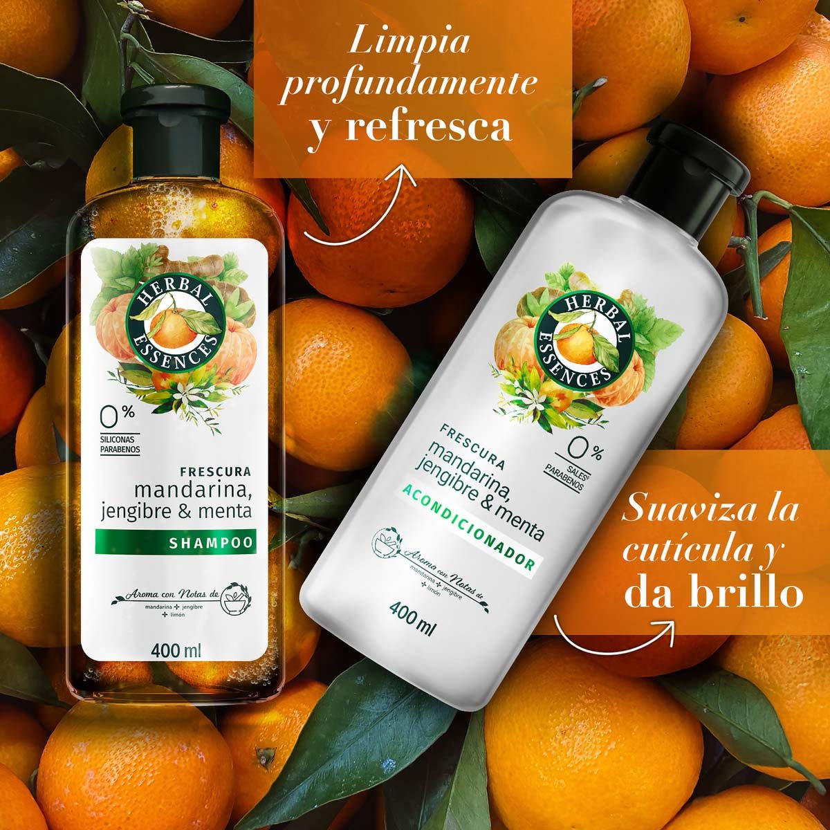 Herbal Essences Frescura Mandarina, Jengibre & Menta Acondicionador 400 Ml image number null