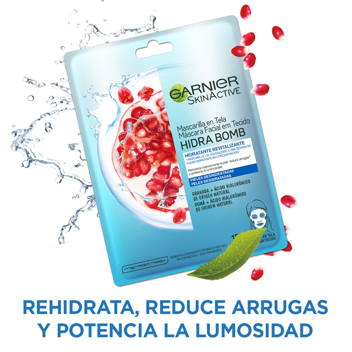 Garnier Skin Active Hidra Bomb Mascarilla Facial Revitalizante Con Granada &Aacute;cido Hialur&oacute;nico De Origen Natural image number null