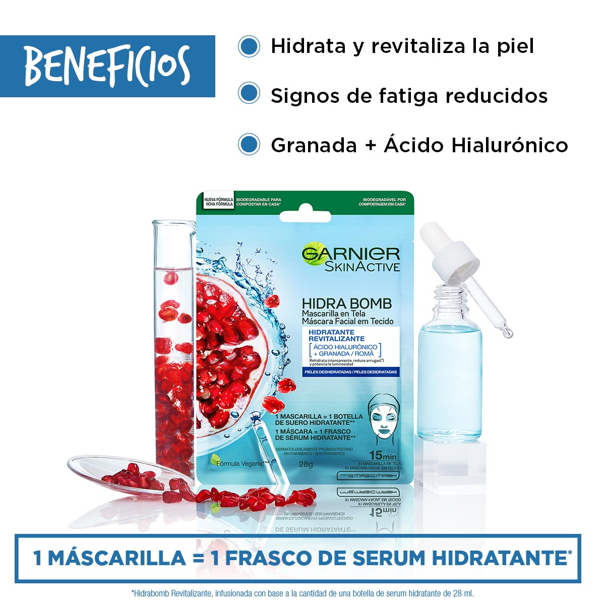 L'or&eacute;al Garnier Skin Active Hidra Bomb Mascarilla Facial Revitalizante Con Granada &Aacute;cido Hialur&oacute;nico De Origen Natural image number null
