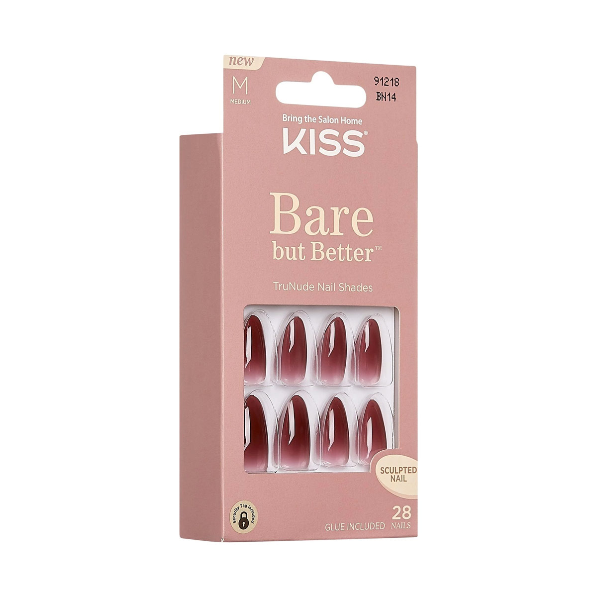 Kiss U&ntilde;as Postizas Nude Almond 28 Pzas Con Pegamento Gel image number null