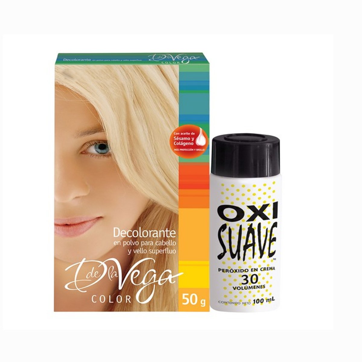 De La Vega Decolorante En Polvo 50g + 100ml Oxi Suave image number null