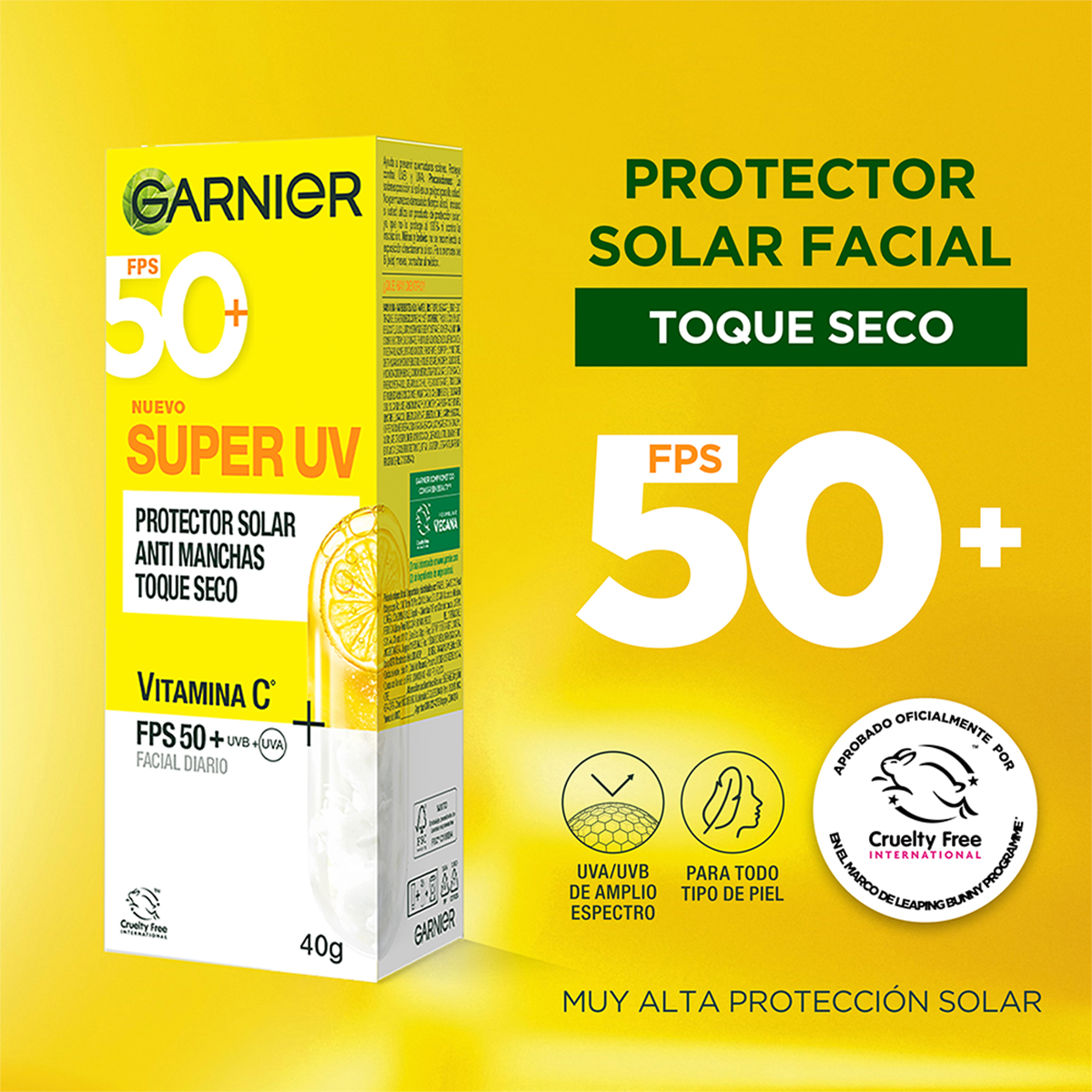 L'or&eacute;al Protector Solar Facial S&uacute;per Uv Toque Seco Mate Garnier 40 Ml image number null