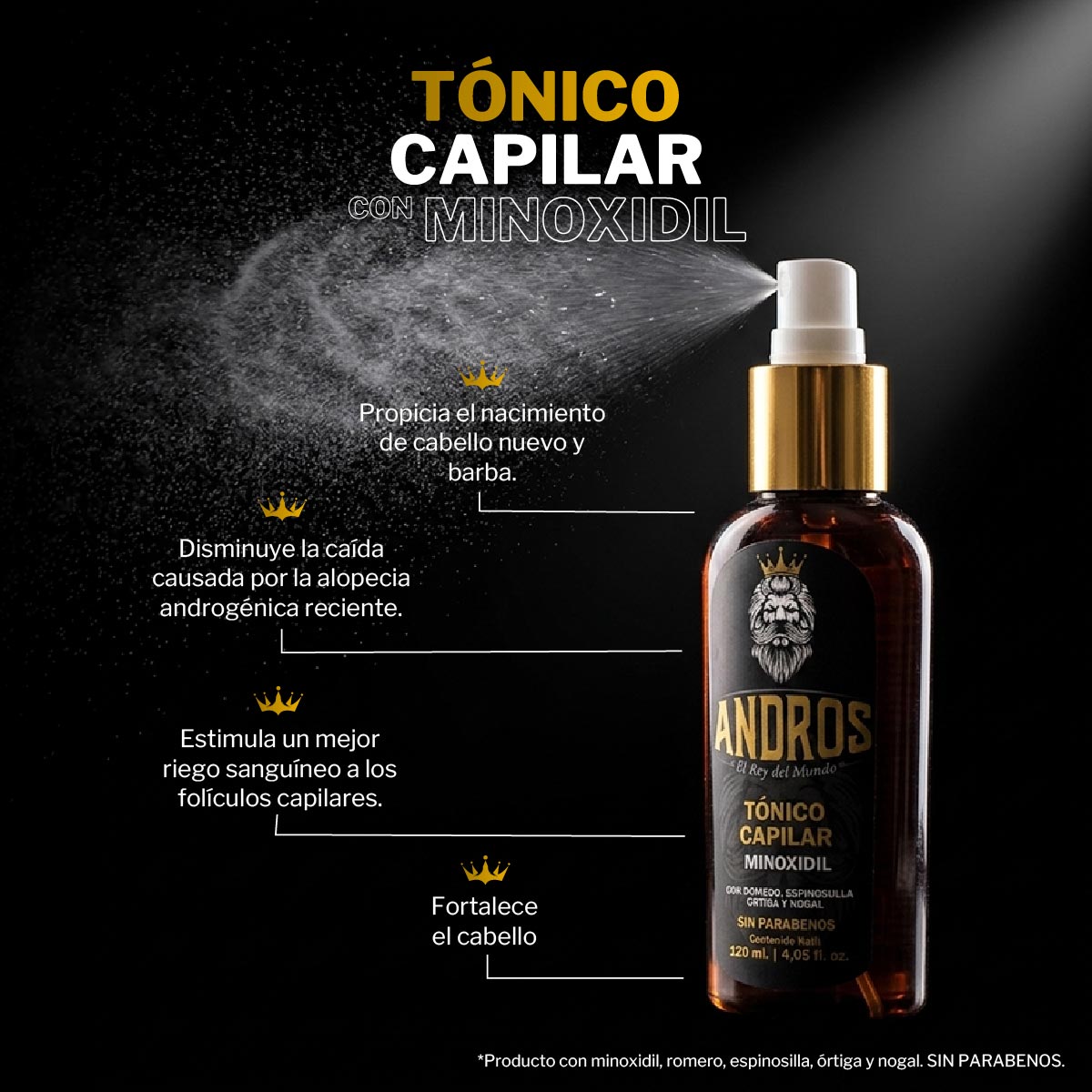 T&oacute;nico Capilar con Minoxidil Andros 120 ml image number null