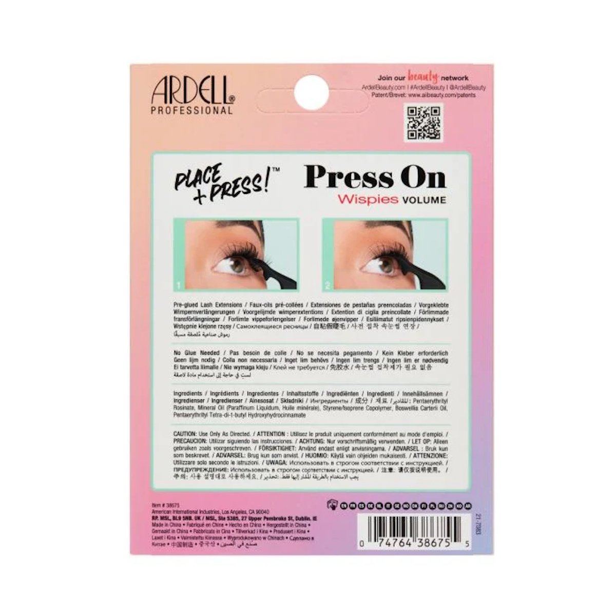 Ardell Pesta&ntilde;as Postizas Press On Pre Glued Underlash Extensions Wispies image number null