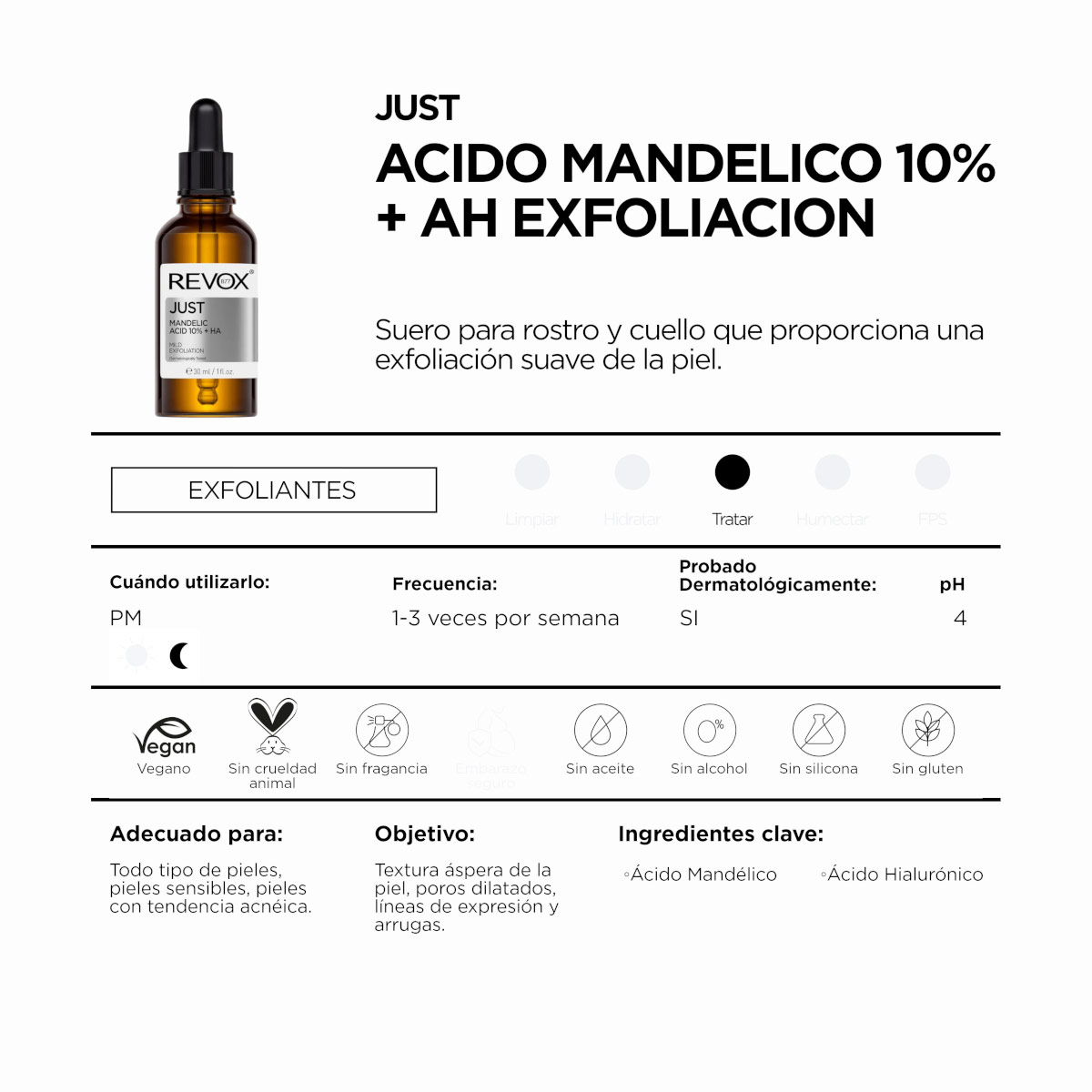 Revox B77 Just &Aacute;cido Mandelico 10% + &Aacute;cido Hialur&oacute;nico Exfoliaci&oacute;n Suave 30 Ml image number null
