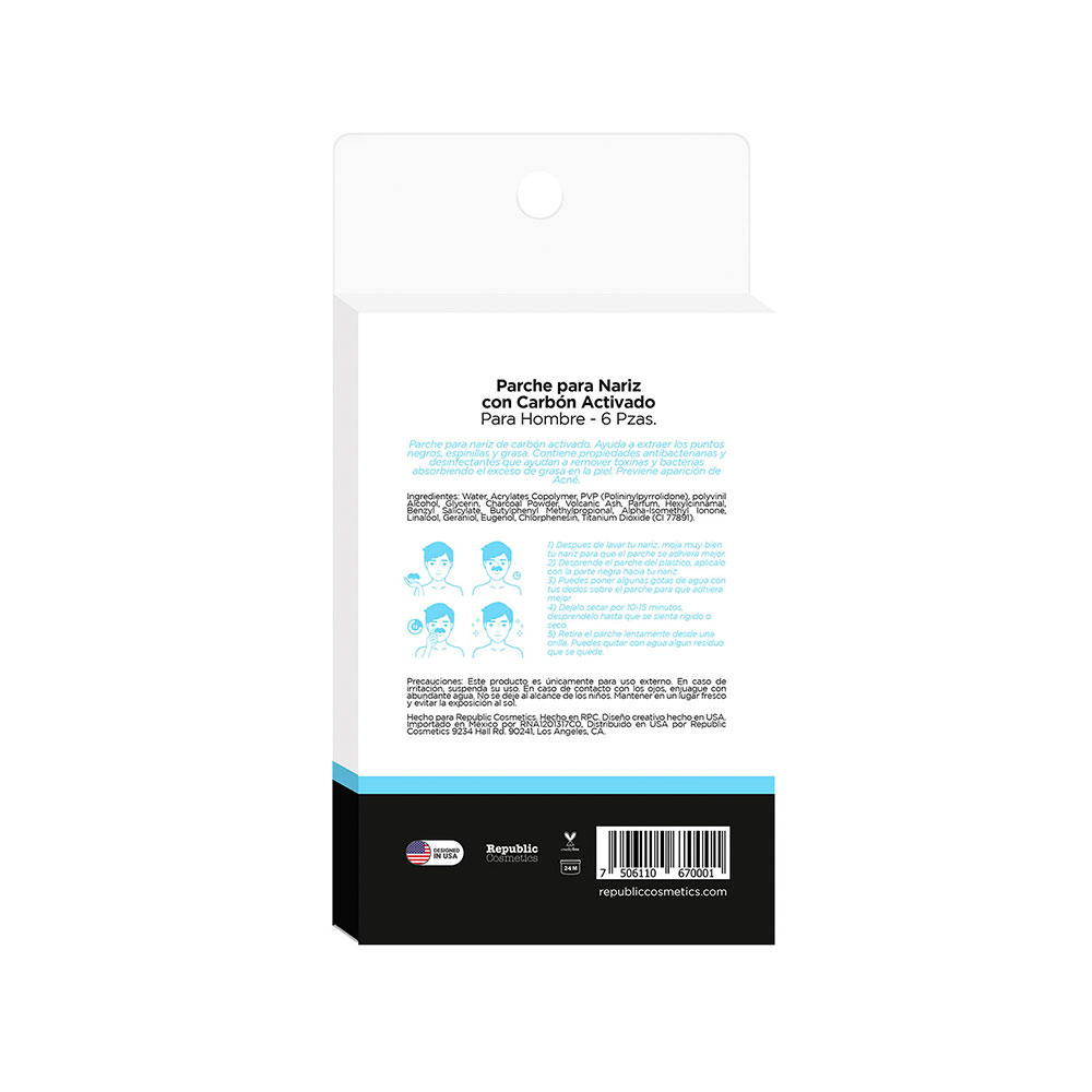 Republic Cosmetics Parche Para Nariz Con Carb&oacute;n Activado Para Hombre image number null