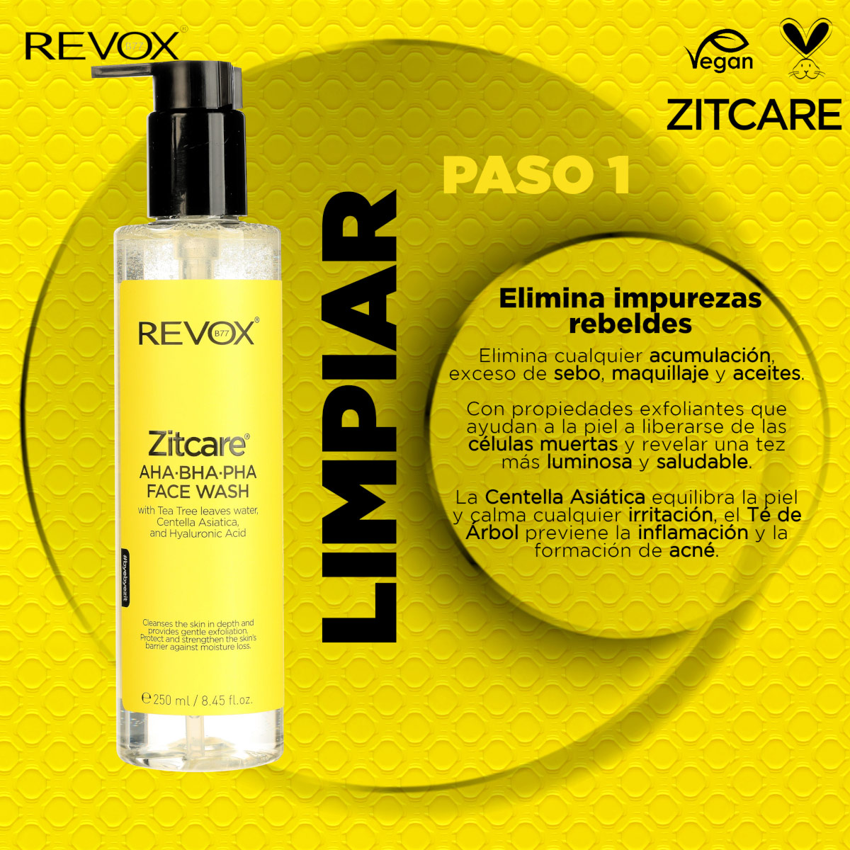 Revox B77 Zitcare Aha Bha Pha Limpiador Facial Con Te De &Aacute;rbol Centella Asi&aacute;tica Y Ah 250 Ml image number null